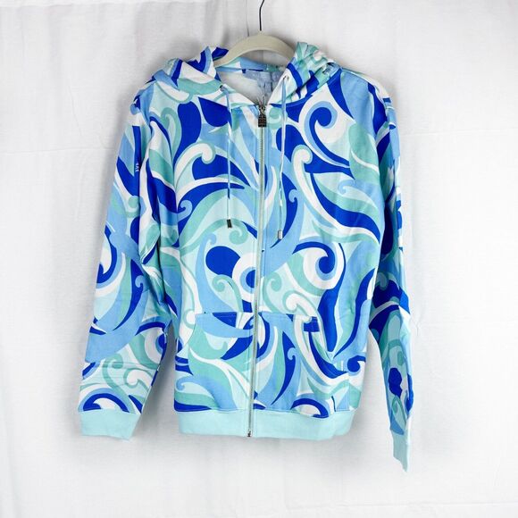 HILL HOUSE The Allie Zip-Up Hoodie Jacket Ocean Kaleidoscope Small - Picture 1 of 3